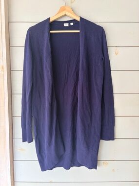 GAP Navy Textured Open Front Longline Cardigan – Small